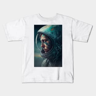 Sad Astronaut Orbiting Earth Kids T-Shirt